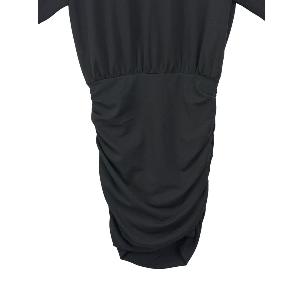 Abercrombie & Fitch Black Ruched Mini Dress Short Sleeve Keyhole Back M - Picture 8 of 16